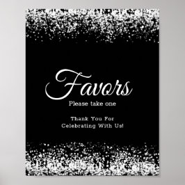 Eleganter Schwarzer Glitzer Silver Gastgeschenk Ho Poster