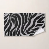 Eleganter Schwarzer Glitzer Silver Zebra Animal Pr Badhandtuch Set (Handtuch)