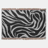 Eleganter Schwarzer Glitzer Silver Zebra Animal Pr Decke (Vorderseite)