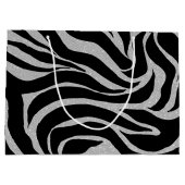 Eleganter Schwarzer Glitzer Silver Zebra Animal Pr Große Geschenktüte (Rückseite)