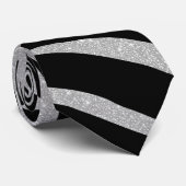 Eleganter Schwarzer Glitzer Silver Zebra Animal Pr Krawatte (Gerollt)