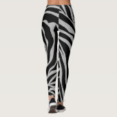 Eleganter Schwarzer Glitzer Silver Zebra Animal Pr Leggings (Rückseite)
