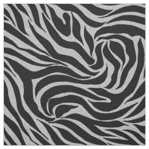 Eleganter Schwarzer Glitzer Silver Zebra Animal Pr Stoff