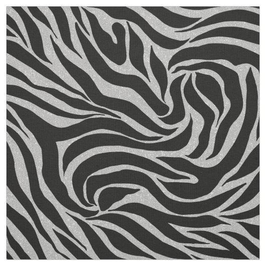 Eleganter Schwarzer Glitzer Silver Zebra Animal Pr Stoff (Muster)