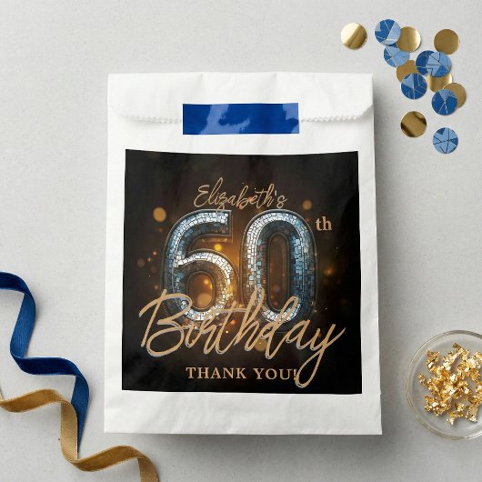 Eleganter Schwarzer Gold Glanz 60. Geburtstag Dank Geschenktütchen
