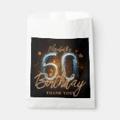 Eleganter Schwarzer Gold Glanz 60. Geburtstag Dank Geschenktütchen (Vorderseite)