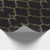 Eleganter schwarzer Gold Islamischer Art Muster St Geschenkpapier (Ecke)