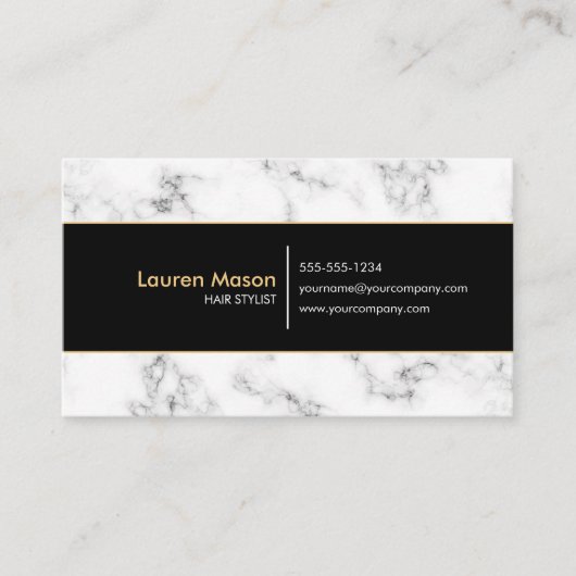 Eleganter, schwarzer Gold-Marmor QR-Code Visitenkarte (Vorderseite)