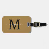 Eleganter schwarzer Gold-Monogramm-Initial-Schrift Gepäckanhänger (Vorderseite horizontal)