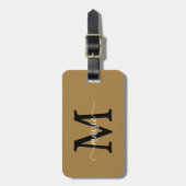 Eleganter schwarzer Gold-Monogramm-Initial-Schrift Gepäckanhänger (Vorderseite vertikal)