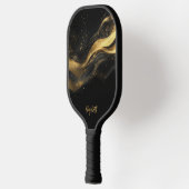 Eleganter schwarzer Gold-Monogramm-Name Pickleball Schläger (Links)