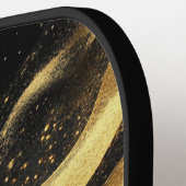 Eleganter schwarzer Gold-Monogramm-Name Pickleball Schläger (Linke Seite)