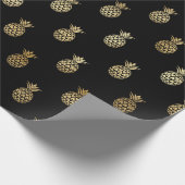 Eleganter Schwarzer Gold Tropischer Ananas Geburts Geschenkpapier (Ecke)