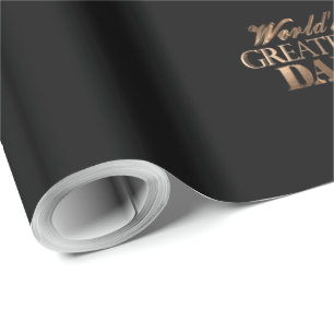 Eleganter Schwarzer-Gold-Typografie-Vater der Welt Geschenkpapier