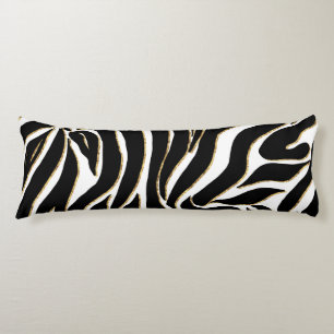 Eleganter schwarzer Gold-Zebra-Weiß-Tierdruck Seitenschläferkissen