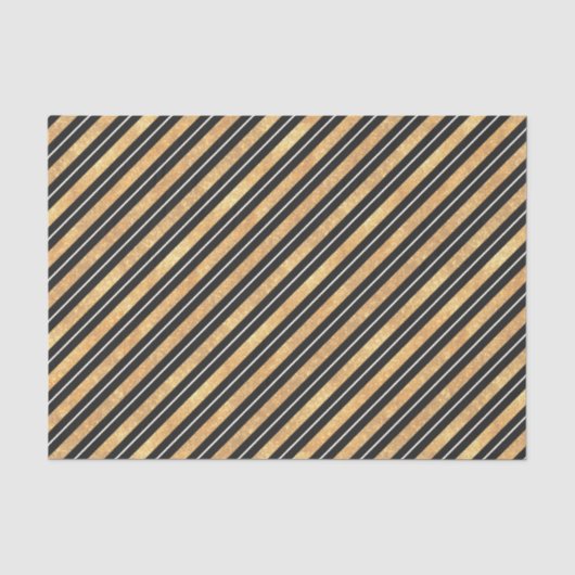 Eleganter schwarzer Golddiagonal gestreift Seidenpapier (Vorderseite)