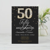Eleganter schwarzer Golddiamant 50. Geburtstag Einladung (Stehend Vorderseite)