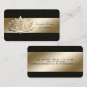 Eleganter, schwarzer, goldener Glitzer Lotus Visitenkarte (Vorne/Hinten)