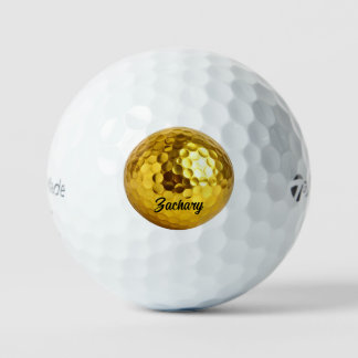 Eleganter schwarzer goldener Monogramm personalisi Golfball