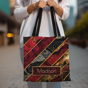 Eleganter, schwarzer goldfarbener Glitzer gestreif Tasche