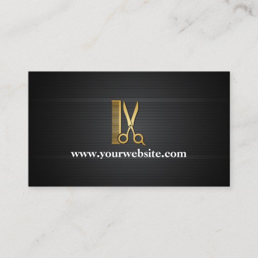 Eleganter schwarzer GoldFriseursalon Visitenkarte (Vorderseite)