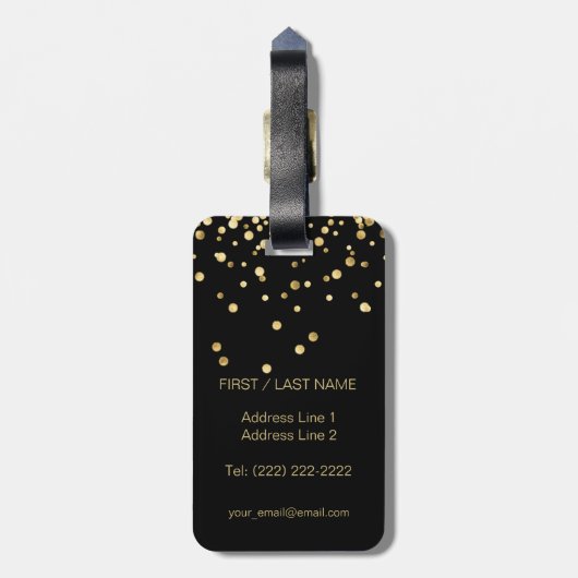 Eleganter schwarzer Goldmonogramm-Buchstabe "H" Gepäckanhänger (Rückseite vertikal)