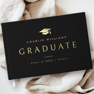 Eleganter schwarzer Graduiertenname real Gästebuch