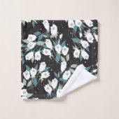 Eleganter schwarzer Hintergrund der Tulip-Blume Badhandtuch Set (Waschlappen)