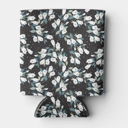 Eleganter schwarzer Hintergrund der Tulip-Blume Dosenkühler (Vorderseite)