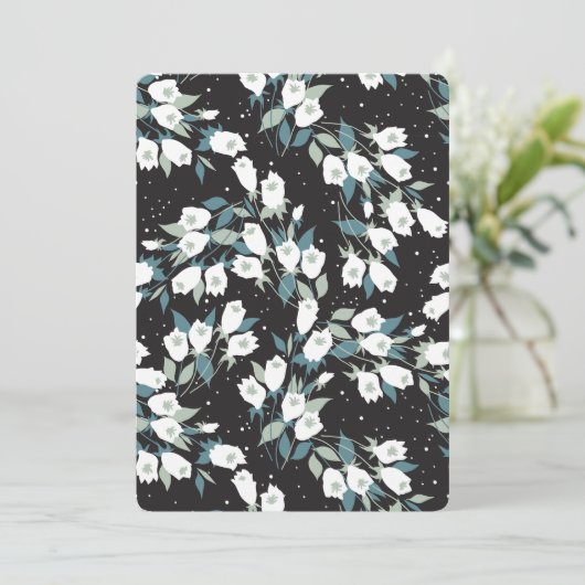 Eleganter schwarzer Hintergrund der Tulip-Blume Einladung (Stehend Vorderseite)