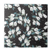 Eleganter schwarzer Hintergrund der Tulip-Blume Fliese (Vorderseite)