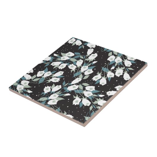 Eleganter schwarzer Hintergrund der Tulip-Blume Fliese (Seite)