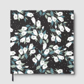 Eleganter schwarzer Hintergrund der Tulip-Blume Gästebuch (Vorderseite)