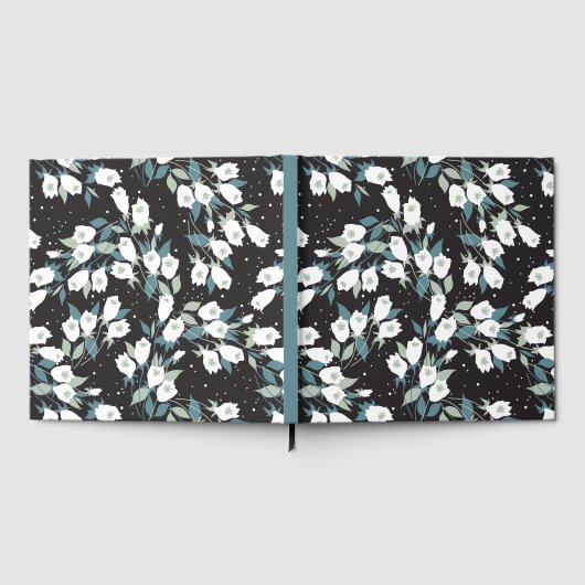 Eleganter schwarzer Hintergrund der Tulip-Blume Gästebuch (Voll)