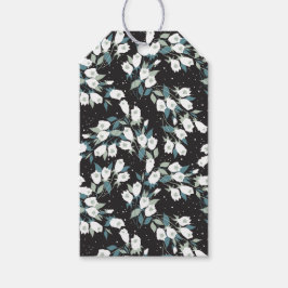 Eleganter schwarzer Hintergrund der Tulip-Blume Geschenkanhänger