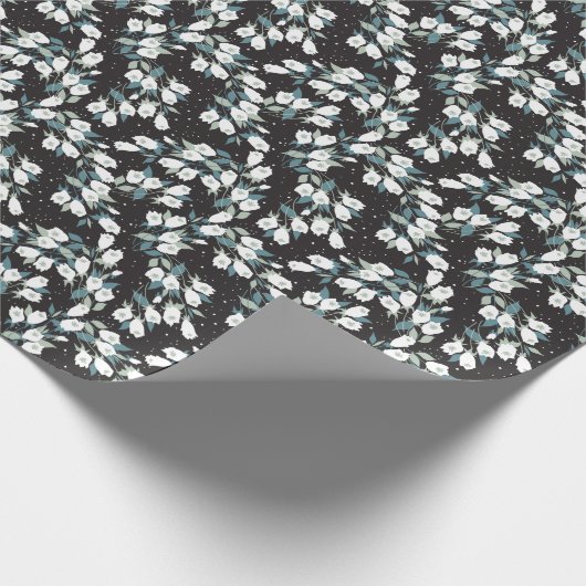 Eleganter schwarzer Hintergrund der Tulip-Blume Geschenkpapier (Ecke)