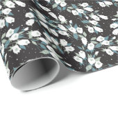 Eleganter schwarzer Hintergrund der Tulip-Blume Geschenkpapier (Rolleneckpunkt)