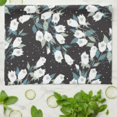 Eleganter schwarzer Hintergrund der Tulip-Blume Geschirrtuch (Gefaltet)