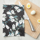 Eleganter schwarzer Hintergrund der Tulip-Blume Geschirrtuch (Viertel Falte)