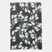 Eleganter schwarzer Hintergrund der Tulip-Blume Geschirrtuch (Vertikal)