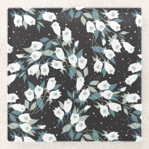 Eleganter schwarzer Hintergrund der Tulip-Blume Glasuntersetzer