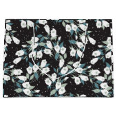 Eleganter schwarzer Hintergrund der Tulip-Blume Große Geschenktüte (Vorderseite)