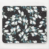 Eleganter schwarzer Hintergrund der Tulip-Blume Mousepad (Vorne)