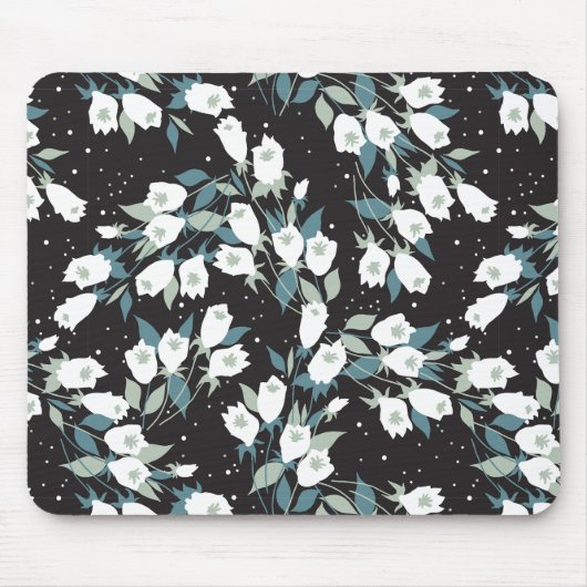 Eleganter schwarzer Hintergrund der Tulip-Blume Mousepad (Vorne)