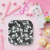 Eleganter schwarzer Hintergrund der Tulip-Blume Pappteller (Party)