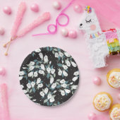 Eleganter schwarzer Hintergrund der Tulip-Blume Pappteller (Party)