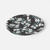 Eleganter schwarzer Hintergrund der Tulip-Blume Pappteller (Schrägansicht)