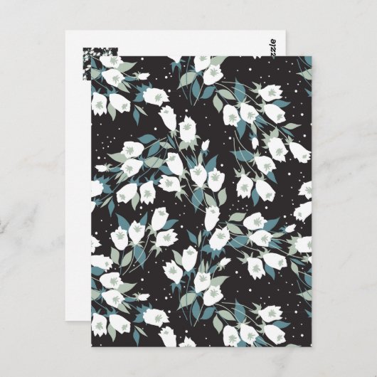 Eleganter schwarzer Hintergrund der Tulip-Blume Postkarte (Vorne/Hinten)