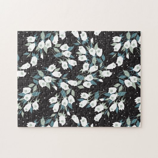 Eleganter schwarzer Hintergrund der Tulip-Blume Puzzle (Horizontal)