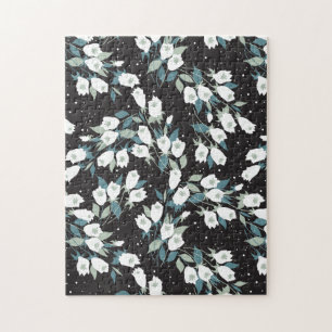 Eleganter schwarzer Hintergrund der Tulip-Blume Puzzle